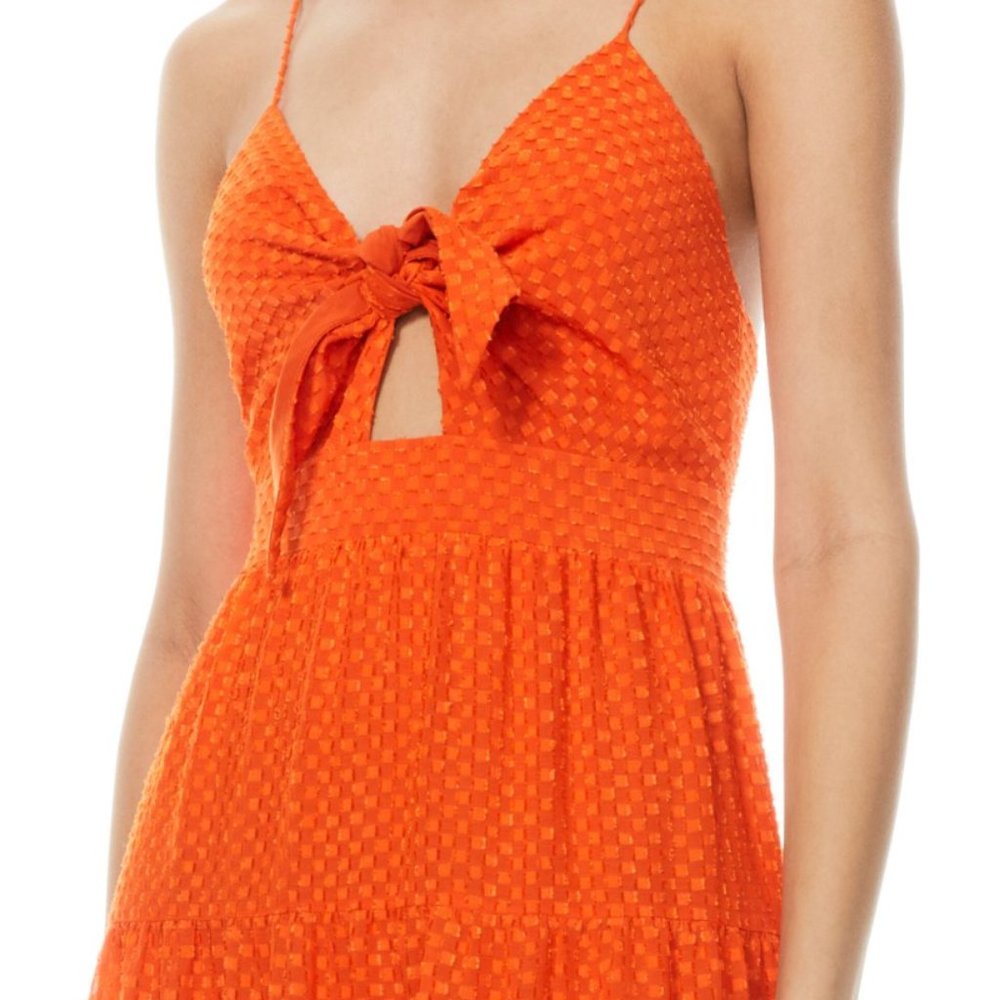 Alice + Olivia Orange Tie Front Minka Maxi Dress